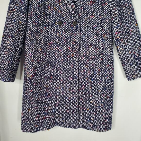 J. Crew Daphne Topcoat Italian Tweed Jacket Coat Wool Blend Navy Speckle Size 2 - Picture 4 of 10
